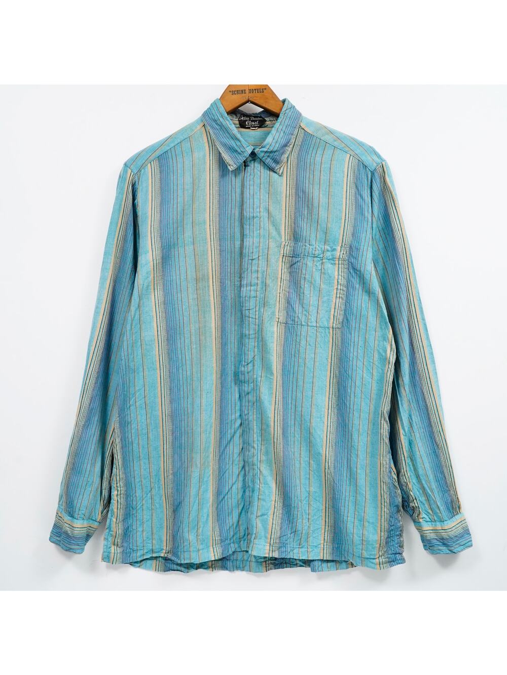 Made in Italy Striped Button Up Shirt XL Blue Coastal Linen Cotton Casual